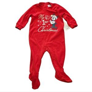 DISNEY Store Baby Mickey Mouse ''My First Christmas'' Sleeper Pajama 18 - 24 mo